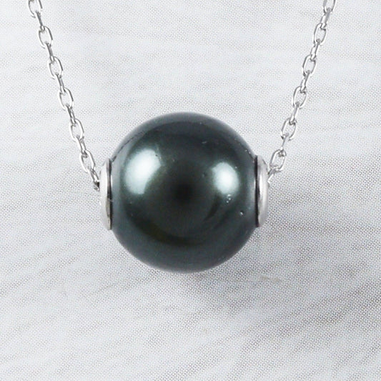 Unique Gorgeous Hawaiian Black Shell Pearl Necklace, Sterling Silver Shell Pearl Adjustable Necklace, N9332 Birthday Mom Gift, Statement PC - Hawaii Treasures Shop