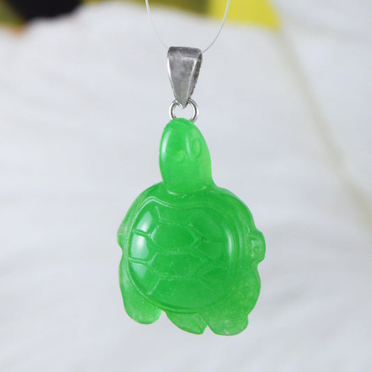 Unique Hawaiian Genuine Green Jade Sea Turtle Necklace, Sterling Silver Jade Turtle Pendant, N8965 Birthday Mother Wife Mom Gift - Hawaii Treasures Shop