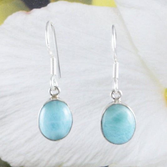 Beautiful Hawaiian Genuine Larimar Earring, Sterling Silver Natural Larimar Dangle Earring, E8705 Birthday Mom Gift - Hawaii Treasures Shop