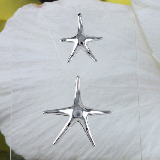 Mother Daughter Hawaiian Starfish Matching Necklace, Sterling Silver Starfish Pendant, N7006 Big Little Sister, Birthday Mom Wife Gift - Hawaii Treasures Shop