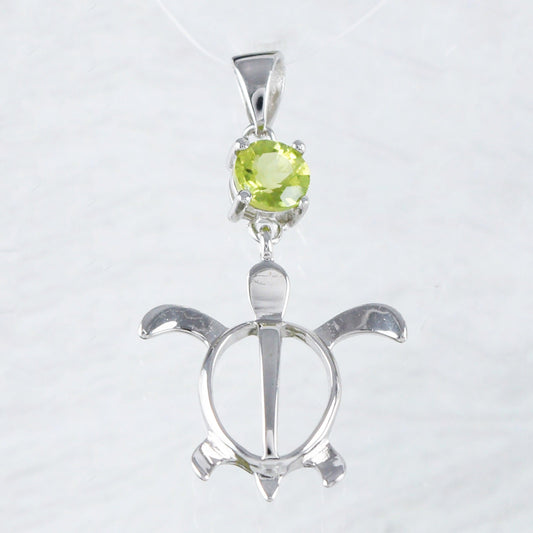 Unique Hawaiian Genuine Peridot Sea Turtle Necklace, Sterling Silver Peridot Turtle Pendant, N8909 Birthday Valentine Wife Mom Gift - Hawaii Treasures Shop
