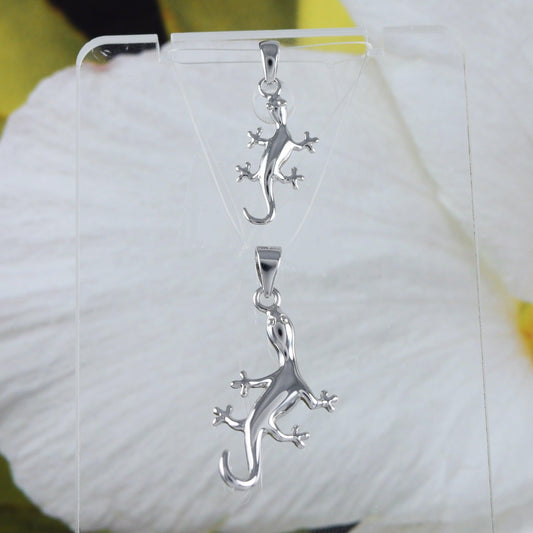 Mother Daughter Hawaiian Gecko Matching Necklace, Sterling Silver Gecko Pendant, N7004 Mom Daughter, Big Little Sister, Birthday Mom Gift - Hawaii Treasures Shop