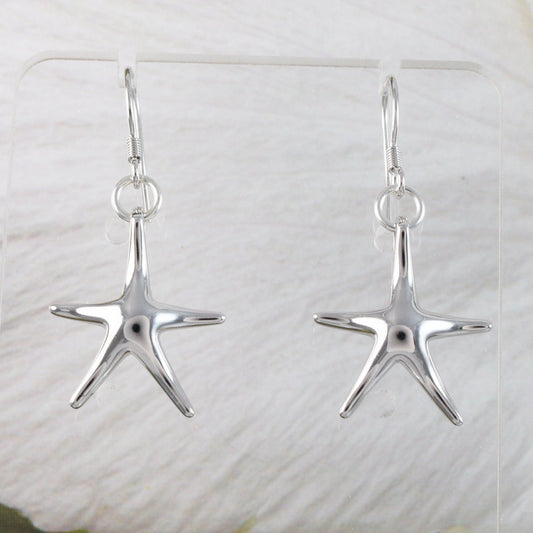 Beautiful Hawaiian Large Starfish Earring, Sterling Silver Star Fish Dangle Earring, E2011 Birthday Wife Mom Mother Gift, Island Jewelry - Hawaii Treasures Shop
