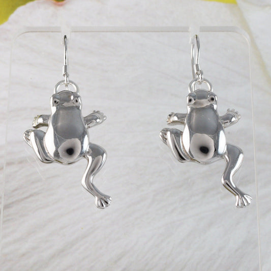 Unique Hawaiian Large Frog Earring, Sterling Silver Frog Dangle Earring, E6121 Birthday Mom Wife Mother Gift, Island Jewelry - Hawaii Treasures Shop