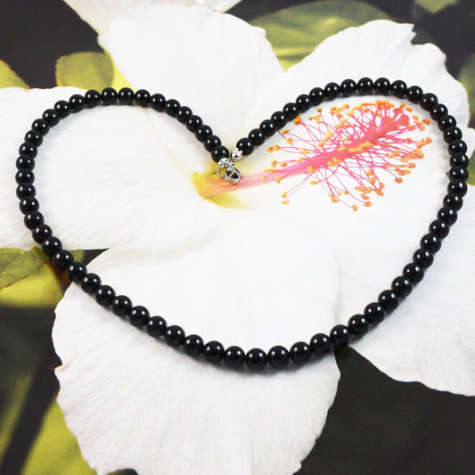 Unique Beautiful Hawaiian Genuine Black Coral Necklace, Black Coral Round Bead Necklace, N3336 Birthday Mom Valentine Gift, Island Jewelry - Hawaii Treasures Shop