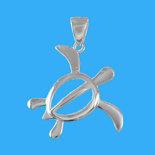 Beautiful Hawaiian Large Sea Turtle Necklace, Sterling Silver Turtle Petroglyph Pendant N6128 Birthday Mother Mom Gift, Statement PC - Hawaii Treasures Shop