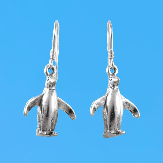 Unique Beautiful Large 3D Penguin Earring, Sterling Silver 3D Penguin Dangle Earring, E9379 Birthday Mom Mother Gift - Hawaii Treasures Shop