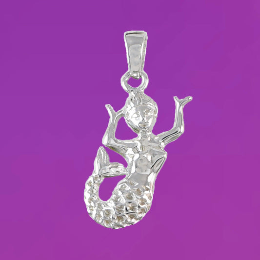 Unique Hawaiian Mermaid Necklace, Sterling Silver Dancing Mermaid Charm Pendant, N2008 Birthday Mother Mom Girl Gift, Island Jewelry - Hawaii Treasures Shop