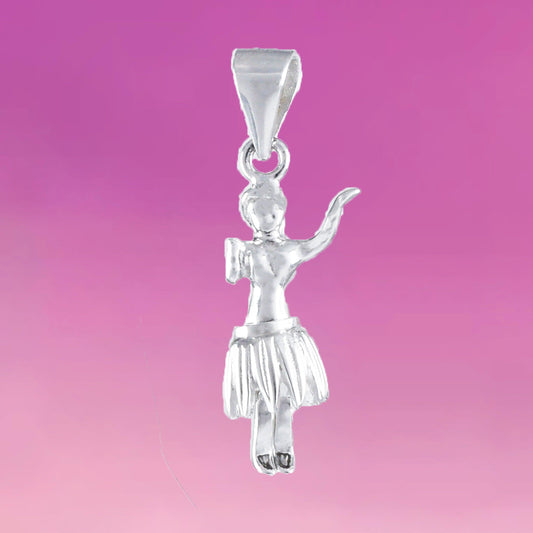 Unique Hawaiian 3D Hula Dancer Necklace, Sterling Silver 3D Hula Girl Charm Pendant, Movable Legs, N2015 Birthday Mother Mom Girl Gift - Hawaii Treasures Shop
