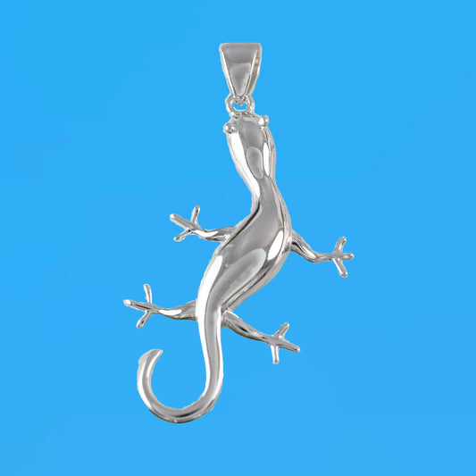 Unique Gorgeous Hawaiian X-Large Gecko Necklace, Sterling Silver Gecko Pendant, N6120 Birthday Mother Wife Mom Gift, Statement PC - Hawaii Treasures Shop
