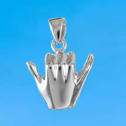 Unique Hawaiian 3D Hang Loose Necklace, Shaka Sign, Sterling Silver 3D Hang Loose Pendant, N6130 Birthday Mother Mom Dad Gift, Island - Hawaii Treasures Shop