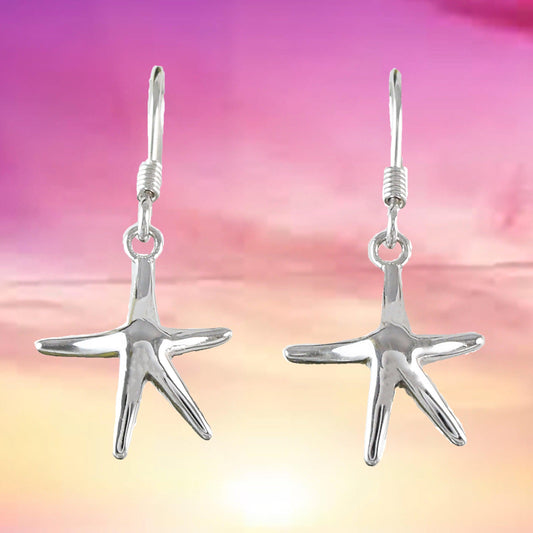 Pretty Hawaiian Starfish Earring, Sterling Silver Star Fish Dangle Earring, E4104 Birthday Wife Mom Girl Mother Gift, Island Jewelry - Hawaii Treasures Shop