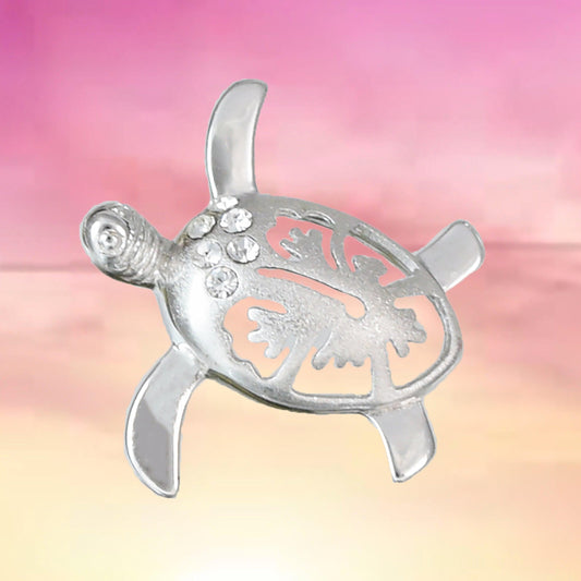 Unique Hawaiian Sea Turtle Hibiscus Necklace, Sterling Silver Turtle Hibiscus Flower CZ Pendant, N2024 Birthday Mother Wife Mom Girl Gift - Hawaii Treasures Shop