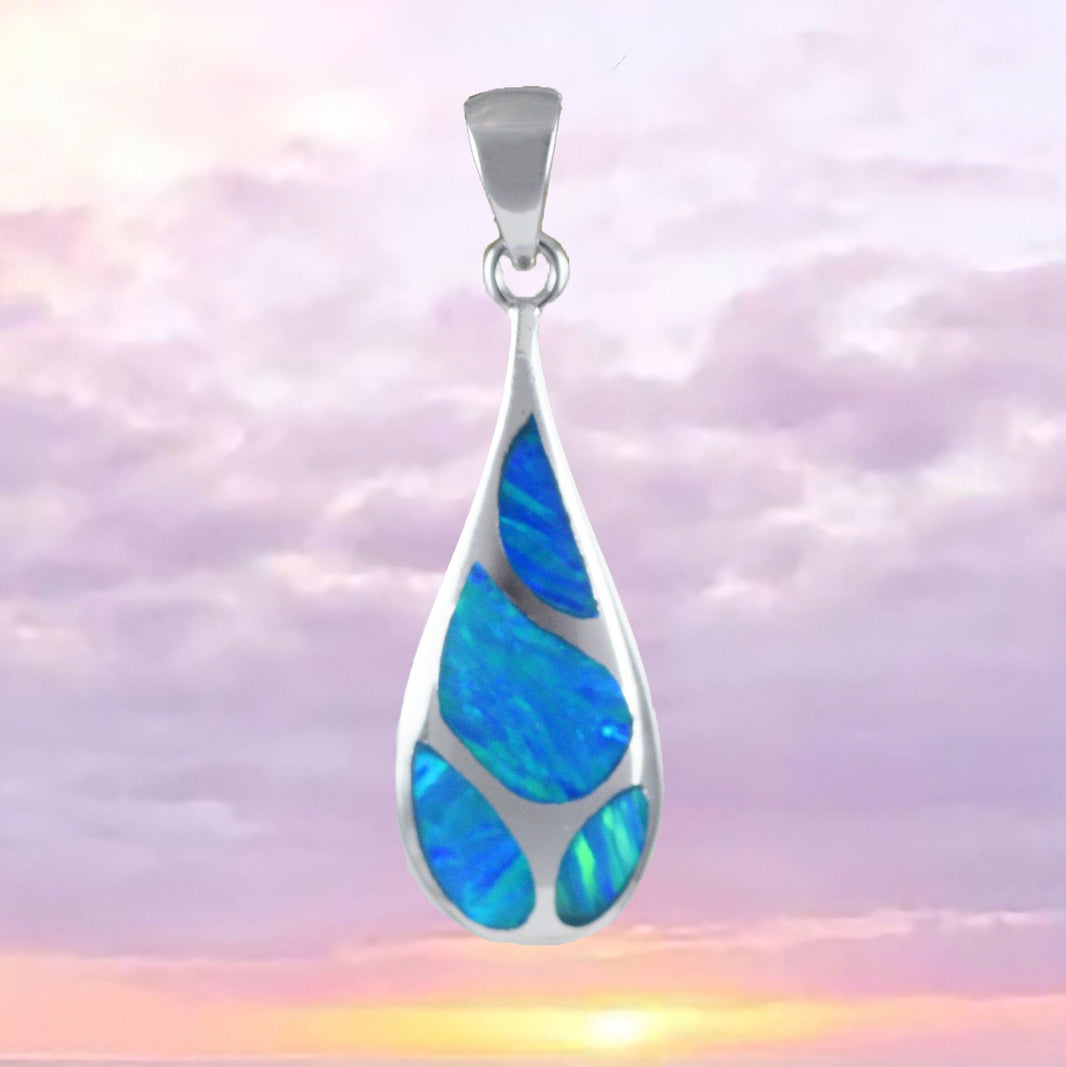Watercolor Y Necklace-Blue Hawaiian