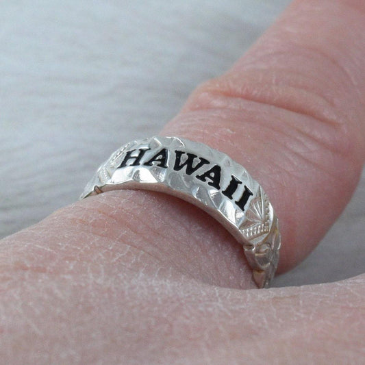 Beautiful Hawaiian Heirloom HAWAII Pinky or Toe Ring, Sterling Silver Hawaii Plumeria Maile Leaf Toe Adjustable Ring, R2611 Birthday Gift - Hawaii Treasures Shop