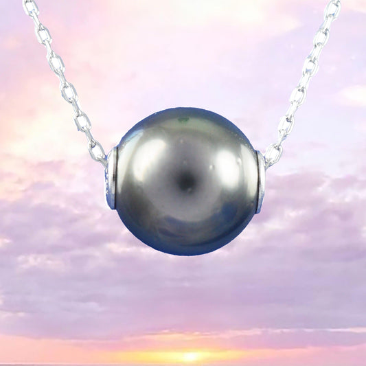 Gorgeous Hawaiian Genuine Tahitian Pearl Necklace, Sterling Silver Tahitian Pearl Adjustable Necklace, N8556 Birthday Mom Gift, Statement PC - Hawaii Treasures Shop