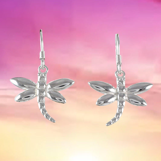 Pretty Hawaiian Dragonfly Earring, Sterling Silver Dragonfly Dangle Earring, E4112 Birthday Wife Mom Girl Mother Gift, Island Jewelry - Hawaii Treasures Shop