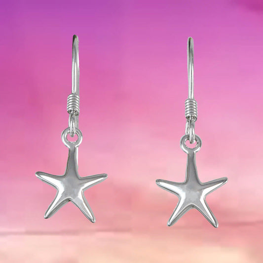 Unique Pretty Hawaiian Starfish Earring, Sterling Silver Star Fish Dangle Earring, E4006 Birthday Wife Mom Girl Mother Gift - Hawaii Treasures Shop
