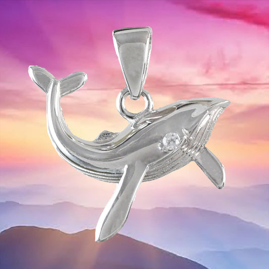 Unique Hawaiian Humpback Whale Necklace, Sterling Silver Whale Pendant, N6104 Birthday Mother Wife Mom Girl Gift, Island Jewelry - Hawaii Treasures Shop