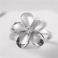 Beautiful Hawaiian Plumeria Ring, Sterling Silver Plumeria CZ Ring, R1059 Birthday Anniversary Mom Wife Girlfriend Valentine Gift