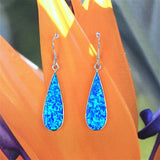 Gorgeous Hawaiian Large Blue Opal Rain Drop Earring, Sterling Silver Blue Opal Rain-Drop Dangle Earring E4177 Statement PC, Birthday Gift