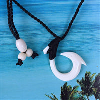 Beautiful Hawaiian Fish Hook Necklace, Hand Carved Buffalo Bone Fish Hook Necklace, B6158 Birthday Valentine Gift, Island Jewelry