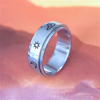Unique Hawaiian Weather Sign Stainless Steel Spinning Ring, R1113 Birthday Anniversary Valentine Gift, Island Jewelry, Gift for Him