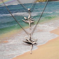 Unique Mother Daughter Hawaiian Bird of Paradise Matching Necklace, Sterling Silver Bird of Paradise Pendant, N7009 Big Little Sister