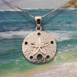 Mother Daughter Hawaiian Sand Dollar Matching Necklace, Sterling Silver Sand Dollar Pendant, N7011 Big Little Sister, Birthday Wife Gift