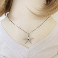 Beautiful Hawaiian Large Starfish Necklace, Sterling Silver Star Fish Pendant, N2028 Birthday Valentine Wife Mom Gift, Island Jewelry