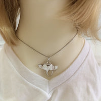 Unique Gorgeous Hawaiian Large Manta Ray Necklace, Sterling Silver Manta Ray Pendant, N6107 Birthday Anniversary Mom Wife Valentine Gift