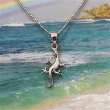 Mother Daughter Hawaiian Gecko Matching Necklace, Sterling Silver Gecko Pendant, N7004 Mom Daughter, Big Little Sister, Birthday Mom Gift