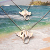 Mom Daughter Hawaiian Manta Ray Matching Necklace, Sterling Silver Manta Ray Pendant, N7005 Birthday Gift, Big Little Sister, Brother