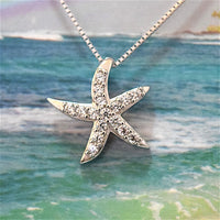 Mother Daughter Hawaiian Starfish Matching Necklace, Sterling Silver Starfish CZ Pendant, N7012 Big Little Sister, Birthday Mom Wife Gift