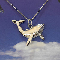 Beautiful Mom Daughter Hawaiian Humpback Whale Necklace, Sterling Silver Whale Pendant, N7027 Mom Valentine Gift, Big Little Sister