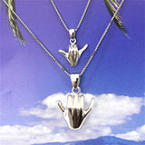 Unique Father Son, Mom Daughter 3D Hawaiian Hang Loose Necklace, Sterling Silver Hang Loose Pendant, N7018 Big Little Sis, Matching Set