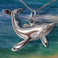 Gorgeous Hawaiian Large Humpback Whale Earring and Necklace, Sterling Silver Whale Pendant, N6012S Birthday Anniversary Mom Valentine Gift