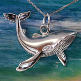 Gorgeous Hawaiian Large Humpback Whale Earring and Necklace, Sterling Silver Whale Pendant, N6012S Birthday Anniversary Mom Valentine Gift