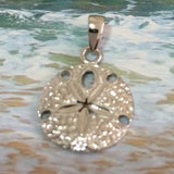 Unique Pretty Hawaiian Sand Dollar Necklace, Sterling Silver Sand Dollar Charm Pendant, N6117 Birthday Valentine Wife Mom Girl Gift