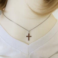 Pretty Hawaiian Cross Necklace, Sterling Silver Cross Charm Pendant, Christian Jewelry, N2010 Birthday Valentine Wife Mom Girl Boy Gift