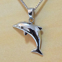 Pretty Hawaiian Dolphin Necklace, Sterling Silver Leaping Dolphin Pendant, N2002 Birthday Valentine Wife Mom Girl Gift, Island Jewelry