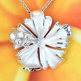 Beautiful Hawaiian Hibiscus Necklace, Official Hawaii State Flower, Sterling Silver Hibiscus CZ Pendant, N6134 Birthday Valentine Mom Gift