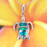Unique Beautiful Hawaiian Blue Opal Sea Turtle Necklace, Sterling Silver Blue Opal Turtle Pendant, N2284 Birthday Mom Wife Gift