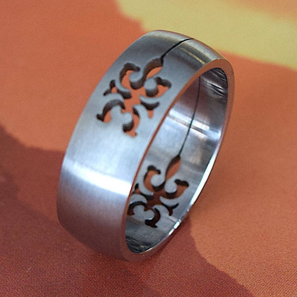 Unique Hawaiian Tiki Stainless Steel Band Ring, Hawaiian Tiki God, R1125 Birthday Mom Wife Anniversary Valentine Gift, Island Jewelry