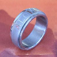Unique Hawaiian ALOHA Stainless Steel Spinning Ring R1102 Wedding Band Ring, Birthday Anniversary Valentine Gift, Island Jewelry