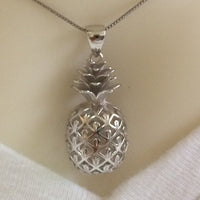 Gorgeous Hawaiian X-Large 3D Pineapple Necklace, Sterling Silver Pineapple Pendant, N6132 Birthday Wife Mom Valentine Gift, Statement PC