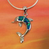 Beautiful Hawaiian Blue Opal Dolphin Anklet or Bracelet, Sterling Silver Blue Opal Dolphin Charm Bracelet, A2025 Birthday Valentine Mom Gift