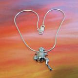 Unique Hawaiian Large Frog Anklet or Bracelet, Sterling Silver Leaping Frog Charm Bracelet, A6122 Birthday Mom Wife Valentine Gift