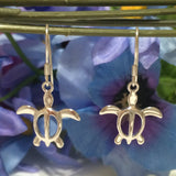 Beautiful Hawaiian Sea Turtle Earring, Sterling Silver Turtle Honu Dangle Earring, E4010 Birthday Wife Mom Valentine Gift, Island Jewelry
