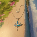 Unique Gorgeous Hawaiian Large Blue Opal Bird of Paradise Anklet or Bracelet, Sterling Silver Opal Bird of Paradise CZ Charm Bracelet, A6156